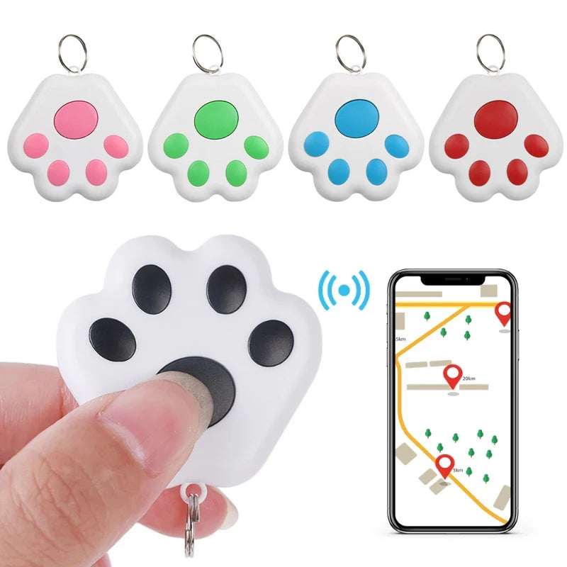 Dog Paw Shape GPS Tracker Anti-Lost Alarm Wireless Bluetooth Locator Tracer For Pets Cat Kids bag Wallet Key Collar Accessories